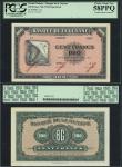 French Guiana, Banque de la Guyane, 100 francs, specimen, note (1942), serial number A1 0000, black 