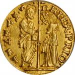 ITALY. Venice. Zecchino, ND (1559-67). Girolamo Priuli. PCGS MS-62 Gold Shield.