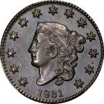 1831 Matron Head Cent. N-11. Rarity-2. Medium Letters. AU Details--Damage (PCGS).