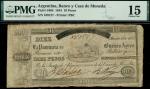 Banco y Casa de Moneda, Argentina, 10 pesos, 1844, serial number 109123, black and white, political 