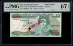 East Caribbean States, $5, 1986-88, Specimen (P-18as) S/no. A000000A 063, PMG 67EPQ1986-88年东加勒比5元样票