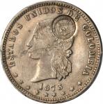 COLOMBIA. Costa Rica. (1889) counterstamp on Colombia 1874 Medellín 5 Decimos. KM-135.1. EF Detail —