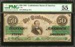 T-16. Confederate Currency. 1861 $50. PMG About Uncirculated 55.