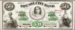 Oil City, Pennsylvania. Oil City Bank. September 15, 1864. $50. Choice Uncirculated. Specimen.