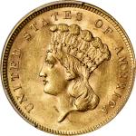 1858 Three-Dollar Gold Piece. MS-61 (PCGS).
