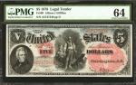Fr. 69. 1878 $5 Legal Tender Note. PMG Choice Uncirculated 64.
