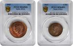 SOUTH AFRICA. Duo of Coppers (2 Pieces), 1947. London Mint. Both PCGS Gold Shield Certified.