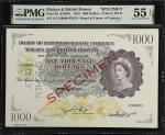 1953年马来亚及英属婆罗洲货币发行局壹仟圆。样票。MALAYA AND BRITISH BORNEO. Board of Commissioners of Currency. 1000 Dollar