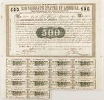 Confederate Bond. Ball 7. Cr. 7A. Act of February 28th, 1861. $500.