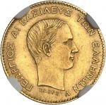 GRÈCE - GREECEGeorges Ier (1863-1913). 5 drachmes Or 1876, A, Paris.  NGC MS 60 (6635724-013).Av. Lé