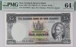 Reserve Bank of New Zealand, £5, ND (1965), serial number 12L970353, (Pick 160d, TBB B160f), in PMG 
