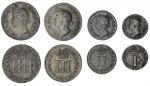 James II (1685-1688), Maundy Coins, 1687 (4), Fourpence to Penny, laureate head left, rev. crowned m