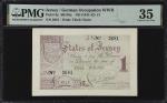 JERSEY. Lot of (2). Treasury of the States of Jersey. 10 Shillings & 1 Pound, ND (1941-42). P-5a & 6