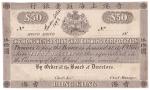 香港上海汇丰银行50元单面正面黑白样钞，背贴厚白纸，有磨损，印刷日期为 “...... 18....”，正面有手写”Bor诶er altere诶 1893”字样，此年份起加入新防伪特徵，最少有2枚试印
