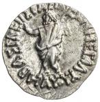 INDO-SCYTHIAN: Maues, ca. 90-57 BC, AR tetradrachm (9.62g), Mitch-2181, Zeus standing left wearing h