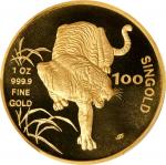 1986年新加坡100新币金币。SINGAPORE. 100 Singold, 1986. PCGS PROOFLIKE-69.