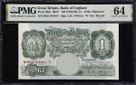 1955-60年英格兰银行1镑。错体钞。GREAT BRITAIN. Bank of England. 1 Pound, ND (1955-60). P-369c. B273. Printed Fol