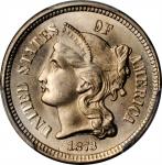 1873 Nickel Three-Cent Piece. Open 3. MS-66 (PCGS). CAC.