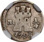 COLOMBIA. 1/4 Real, 1798/7-NR. Santa Fe de Nuevo Reino (Bogota) Mint. Charles IV. NGC F-15.