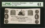 Philadelphia, Pennsylvania. Franklin Institute. 1830s $1. PMG Uncirculated 61. Proof.