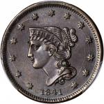 1841 Braided Hair Cent. N-5. Rarity-3. MS-65 BN (PCGS).