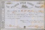 Confederate Blockade Runner Certificate. Charleston, South Carolina. Atlantic Steam Packet Company o