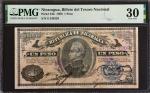 NICARAGUA. Billete del Tesoro Nacional. 1 Peso, 1896. P-24b. PMG Very Fine 30.