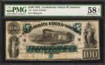 T-5. Confederate Currency. 1861 $100. PMG Choice About Uncirculated 58 EPQ.