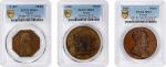 FRANCE. Trio of Bronze Medals (3 Pieces), "1789"-1825. Paris Mint. All PCGS Certified.