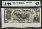 BOLIVIA. El Banco Nacional de Bolivia. 10 Bolivianos, 1892-94. P-S213s. Specimen. PMG Choice Uncircu