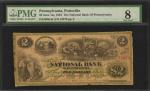 Pottsville, Pennsylvania. National Bank of Pennsylvania. June 1, 1864. $2. PMG Very Good 8.