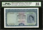 1953年马来亚及英属婆罗洲货币发行局伍拾圆。MALAYA AND BRITISH BORNEO. Board of Commissioners of Currency. 50 Dollars, 19