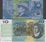  Commonwealth of Australia, $10 (2), ND (1974-2001), AA 93000660, AA93000660, $10 (1) black on blue 