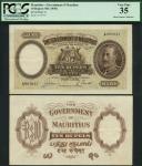 Government of Mauritius, 10 rupees, ND (1930), serial number A007037, brown on multicolour underprin