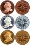 香港当代臆造币3枚一组，维多利亚头像一元，镀银色、铜色及铜货，分别评PCGS PR65CAM、PR67RD DCAM及PR6DCAM