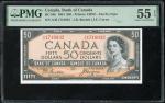 1954年加拿大5元, 编号 A/H 1718932, 魔鬼头, PMG 55EPQ。Bank of Canada, $50, 1954, serial number A/H 1718932, Dev