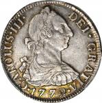 COLOMBIA. 1772-VJ 2 Reales. Santa Fe de Nuevo Reino (Bogotá) mint. Carlos III (1759-1788). Restrepo 