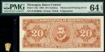 Banco Central de Nicaragua, Obstructed Printed Error, 20 cordobas, 1968, serial number B 2559090, or