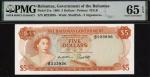 The Bahamas Government, $5, 1965, serial number B223936, (Pick 21a), in PMG holder 65 EPQ Gem Uncirc