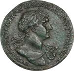 TRAJAN, A.D. 98-117. AE Sestertius, Rome Mint, A.D. 115-116. ANACS EF-40. Repatinated.