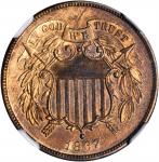 1867 Two-Cent Piece. Proof-65+ RB (NGC). CAC.