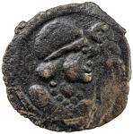 KABARNA: Anonymous, 7th/8th century, AE cash (1.18g), S&K—, bust right, with large round-top hat, un
