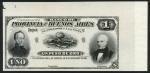 Banco de Provincia de Buenos Aires, black & white proof for a 1 Peso, 1 January 1883, no serial numb