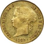 1862年菲律宾4比索金币。马尼拉铸币厂。PHILIPPINES. 4 Pesos, 1862. Manila Mint. Isabel II. PCGS MS-62.