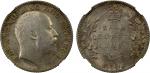 BRITISH INDIA: Edward VII, 1901-1910, AR ½ rupee, 1910-B, KM-507, an attractive mint state example w