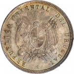 URUGUAY. 50 Centesimos, 1877-A. PCGS SP-64+ Gold Shield.