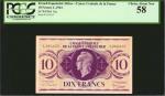 FRENCH EQUATORIAL AFRICA. Caisse Centrale de la France. 10 Francs, 1944. P-16c. PCGS Currency Choice