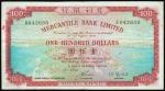 Mercantile Bank Limited,$100, 5 October 1965, serial number A042650,red on light blue and green, vie