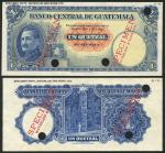 Banco Central de Guatemala, a uniface obverse and reverse colour trial 1 Quetzal, ND (ca. 1928), blu