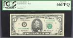 Fr. 1982-B. 1993 $5  Federal Reserve Note. New York. PCGS Currency Gem New 66 PPQ.